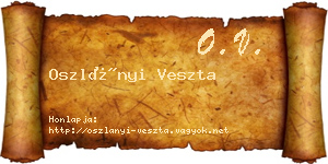 Oszlányi Veszta névjegykártya